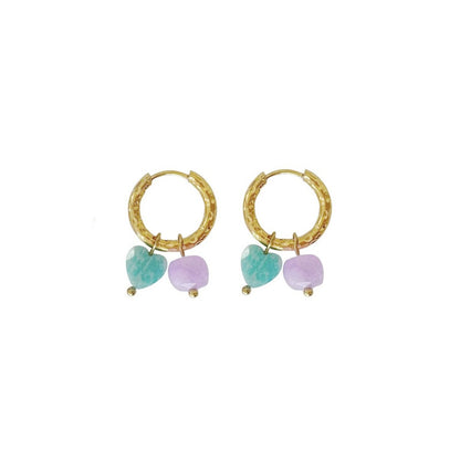Ohrringe Amazonit Herz & Lavendel Jade – Gold