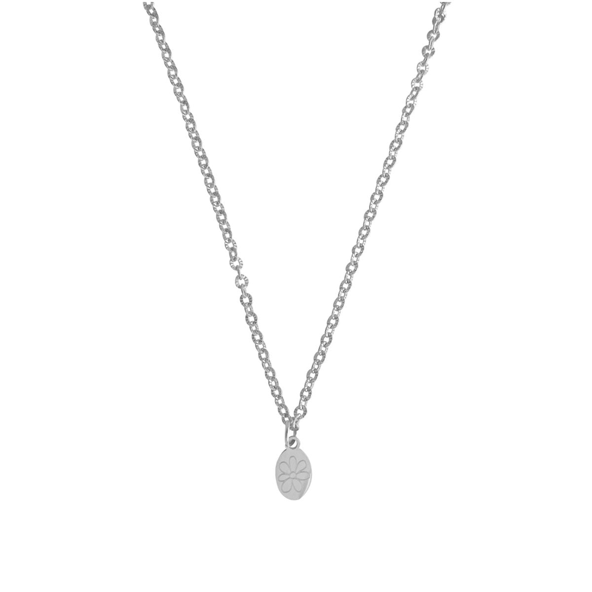 Halskette mit Blumenanhänger – Silber