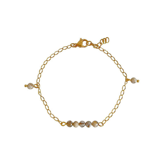 Zebra-Feldspat-Armband – Gold