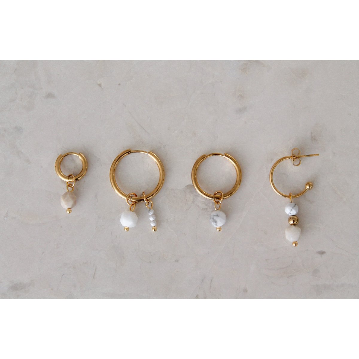 Ohrringe Howlith & Jade – Gold