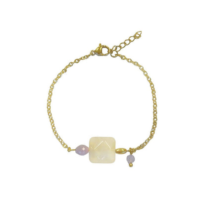 Jade- und Kunzit-Armband – Gold