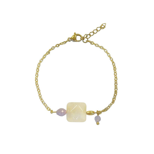 Jade- und Kunzit-Armband – Gold