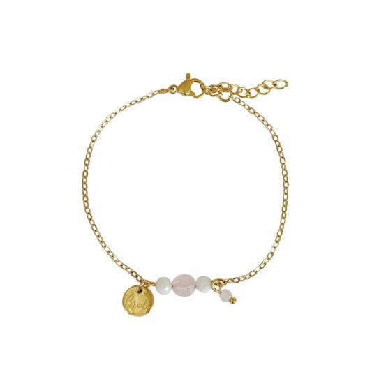 Brautarmband Rosenquarz und Mondstein - Gold