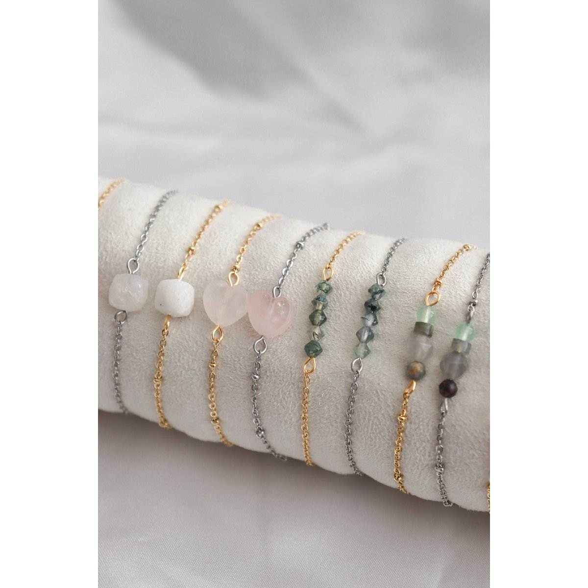 Moosachat-Armband – Silber