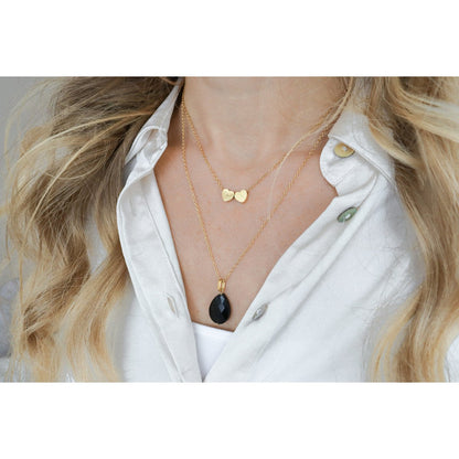 Halskette Schwarzer Achat Facette – Gold