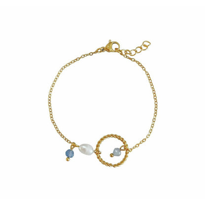 Aquamarin-, Saphir- und Perlenarmband – Gold