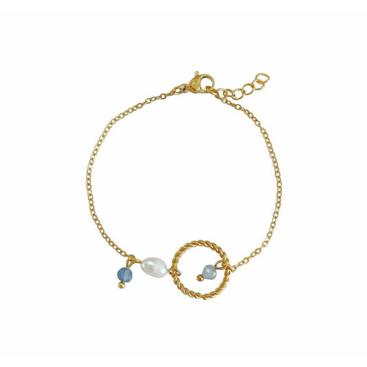 Aquamarin-, Saphir- und Perlenarmband – Gold