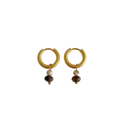 Ohrringe aus Labradorit und Zebra-Feldspat – Gold