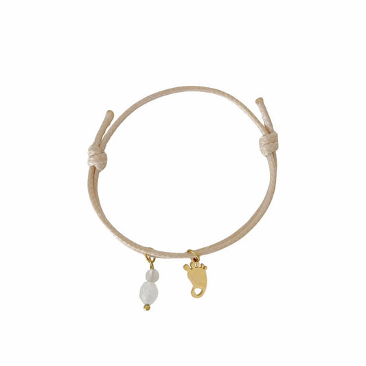 Wachsschnur-Armband Babyfuß, Jade und Labradorit – Gold