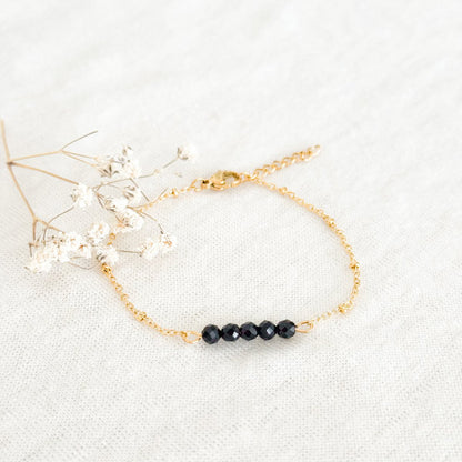Armband Schwarzer Turmalin Facette - Gold