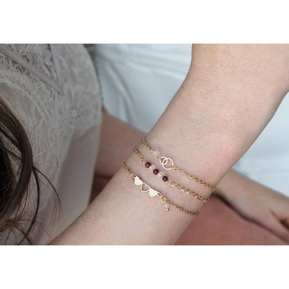 Armband Ringe & Rosenquarz - Gold