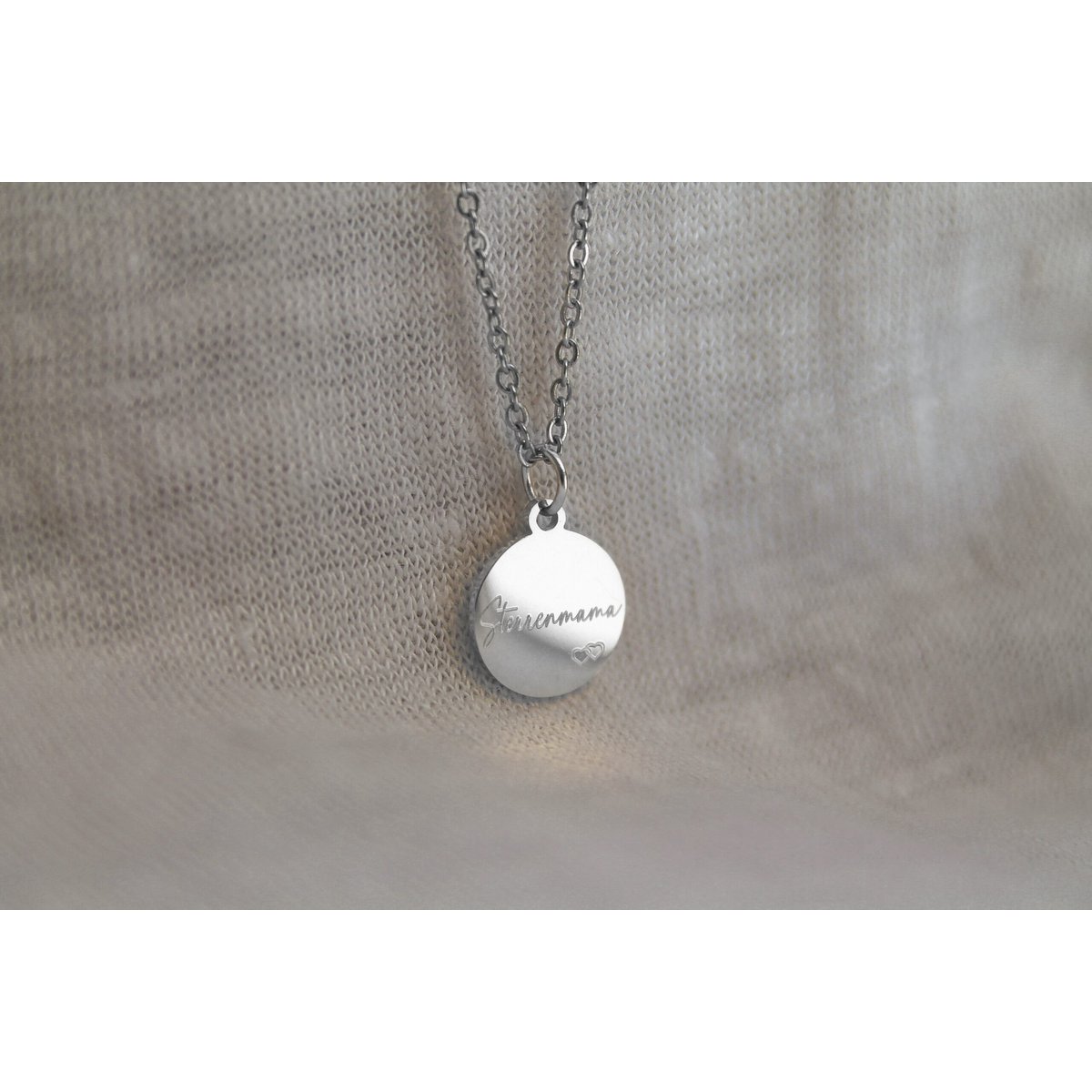 Halskette mit Stern-Mama-Gravur – Silber