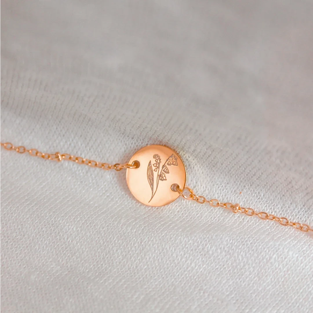 Geburtstags-Blumenarmband – Roségold (monatlich zu bestellen)