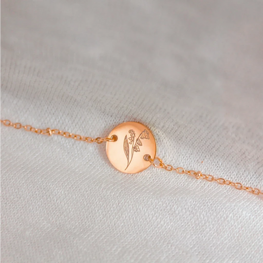 Geburtstags-Blumenarmband – Roségold (monatlich zu bestellen)