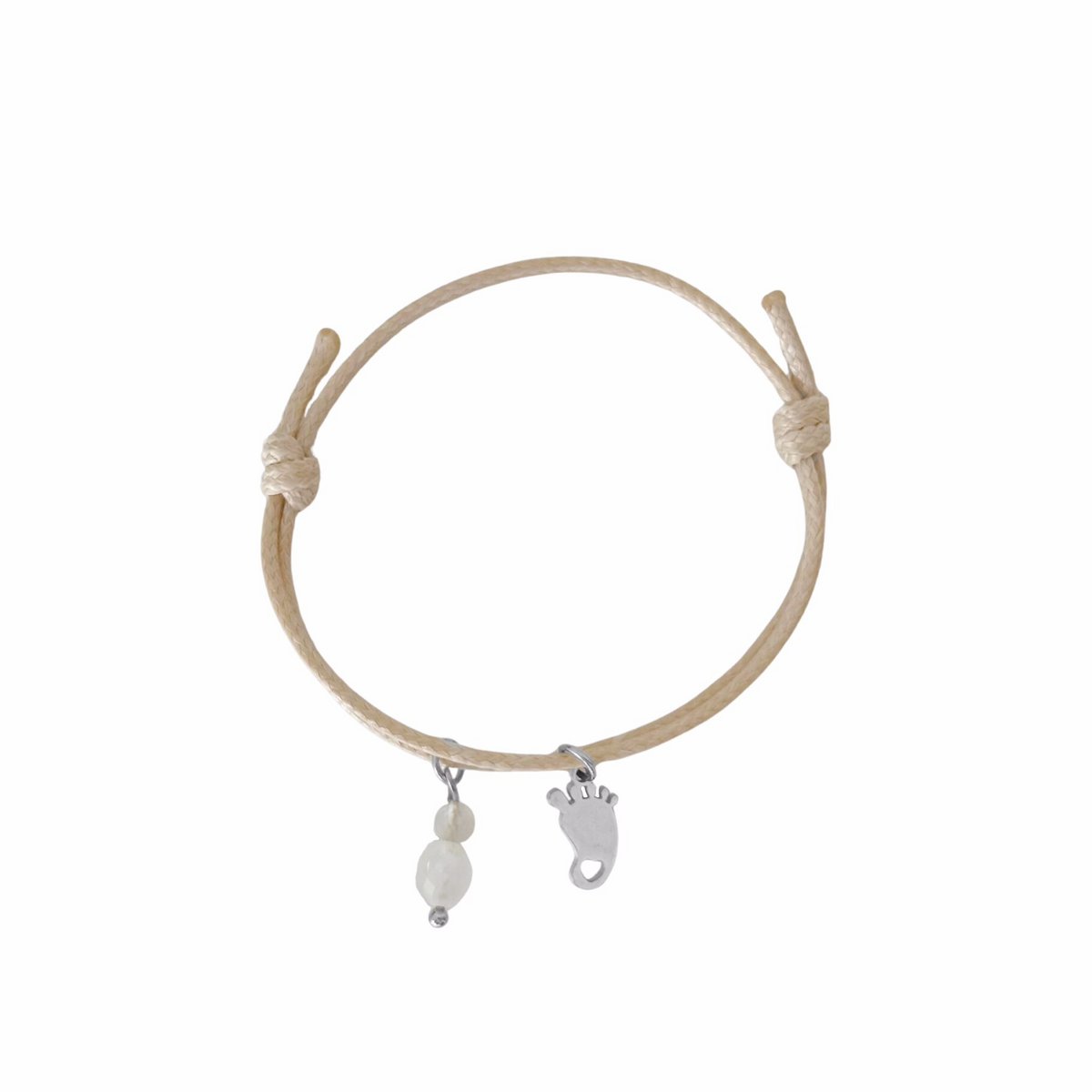 Wachsschnur-Armband Babyfuß, Jade und Labradorit – Silber