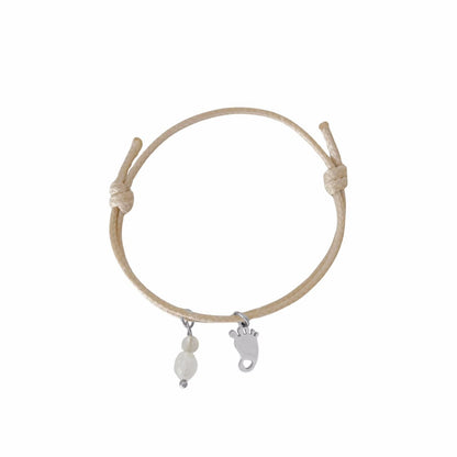 Wachsschnur-Armband Babyfuß, Jade und Labradorit – Silber