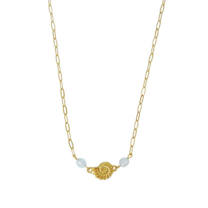 Muschelkette Aquamarin – Gold