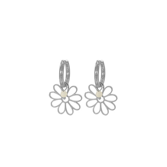 Blumen- und Mondstein-Ohrringe – Silber
