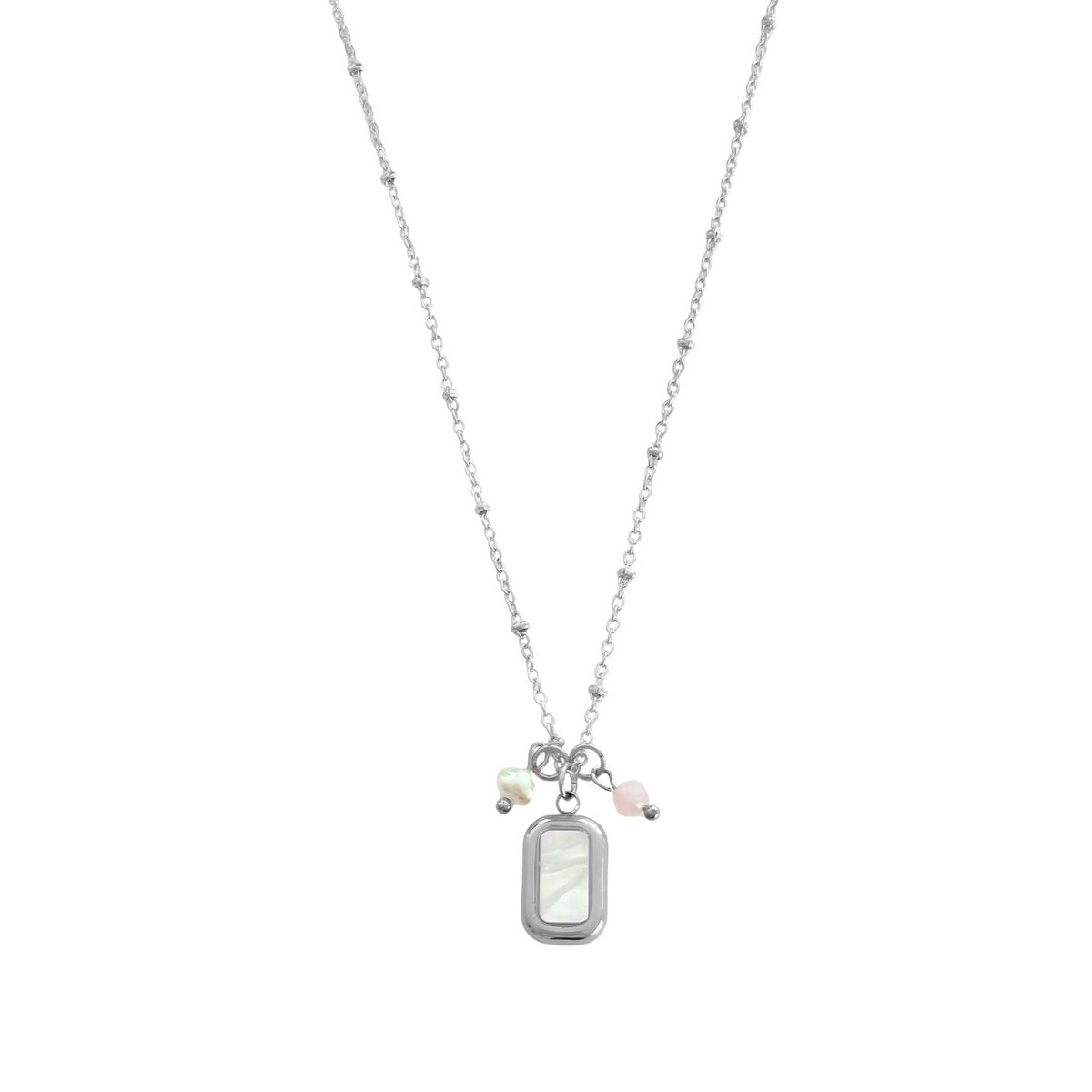 Halskette Muschel, Perle & Jade – Silber