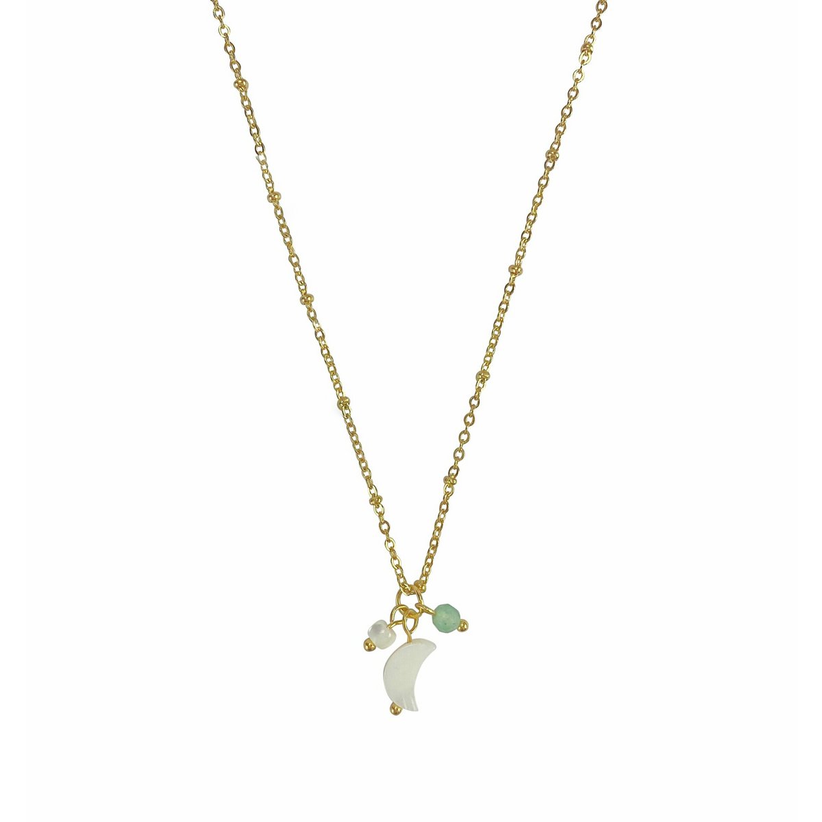 Halskette Muschelmond & Aventurin - Gold