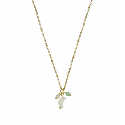 Halskette Muschelmond & Aventurin - Gold