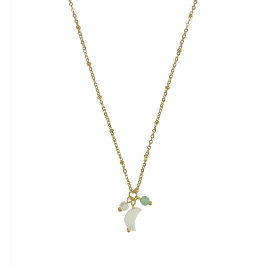 Halskette Muschelmond & Aventurin - Gold