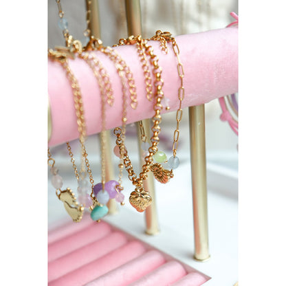 Charm-Armband mit Erdbeeren und Edelsteinen – Gold
