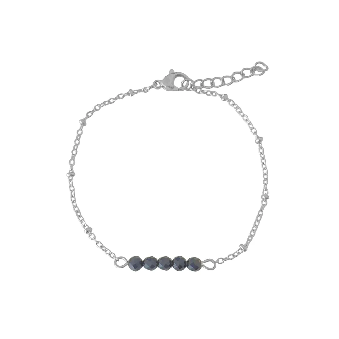 Armband Schwarzer Turmalin Facette - Silber