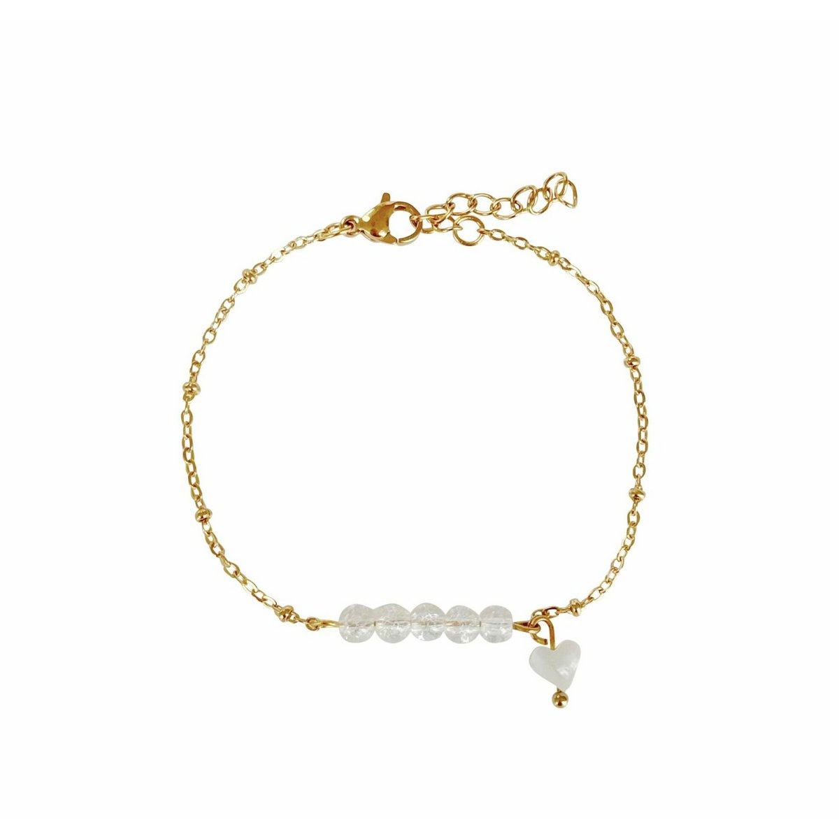 Armband Bergkristall & Herz – Gold