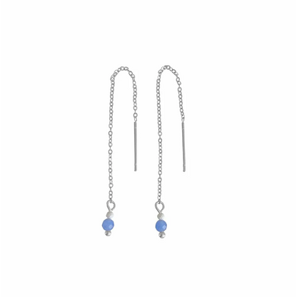 Einfädler-Ohrringe Howlith und blauer Aventurin – Silber