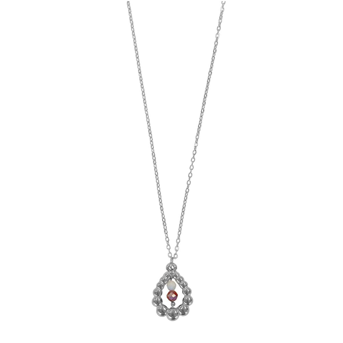 Lange Halskette Mondstein & Lepidolit – Silber