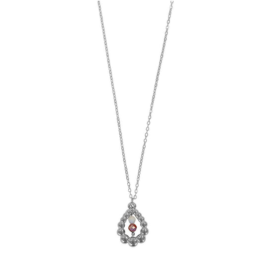 Lange Halskette Mondstein & Lepidolit – Silber