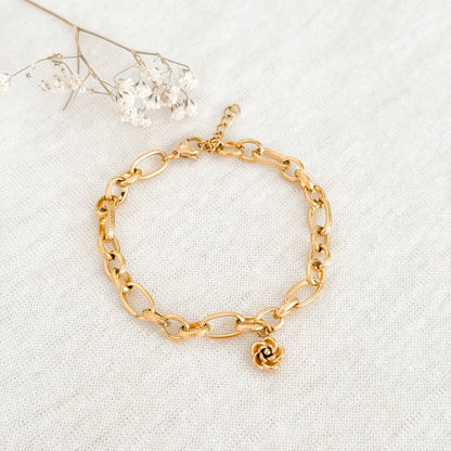 Armband Glieder & Blume – Gold