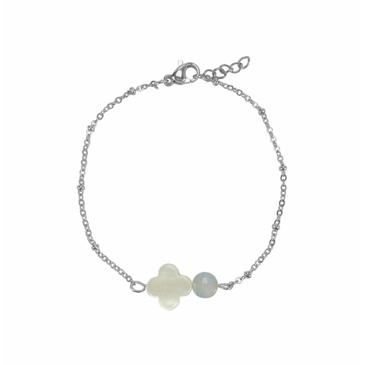 Armband Muschelklee & Aquamarin - Silber