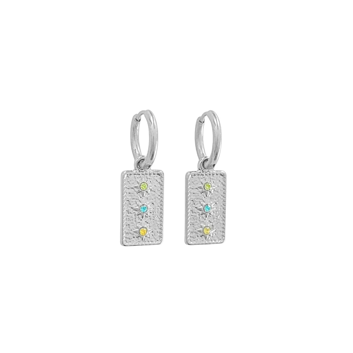 Ohrringe Zirkonia Dreifarbig – Silber