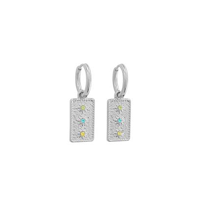Ohrringe Zirkonia Dreifarbig – Silber
