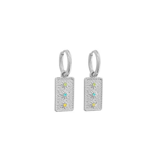 Ohrringe Zirkonia Dreifarbig – Silber