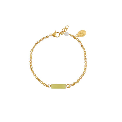Armband aus Zitronenjade, Mondstein und Blumen – Gold