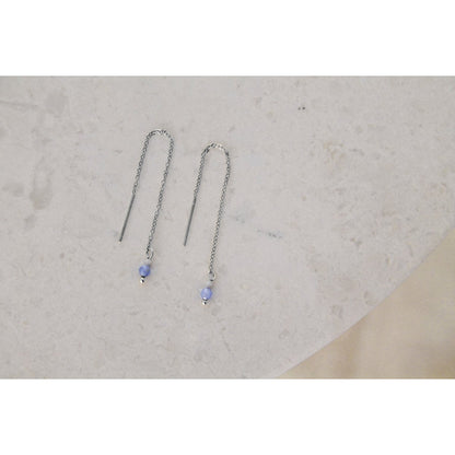 Einfädler-Ohrringe Howlith und blauer Aventurin – Silber