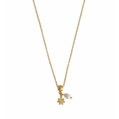 Blumen- und Perlenkette – Gold