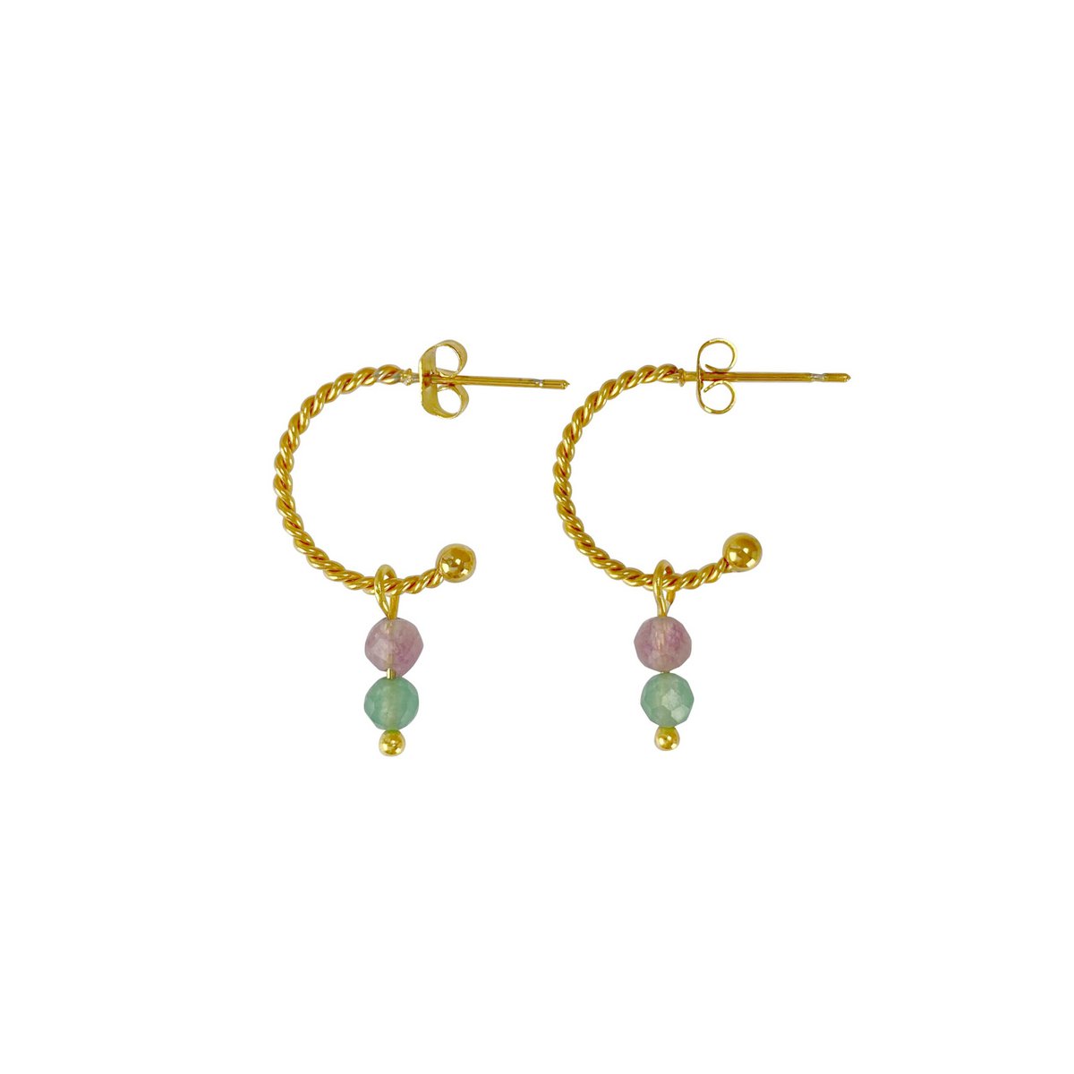 Ohrringe Turmalin & Aventurin - Gold