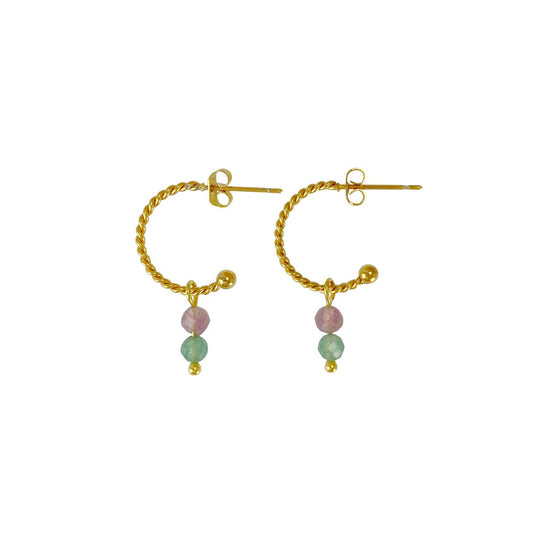 Ohrringe Turmalin & Aventurin - Gold
