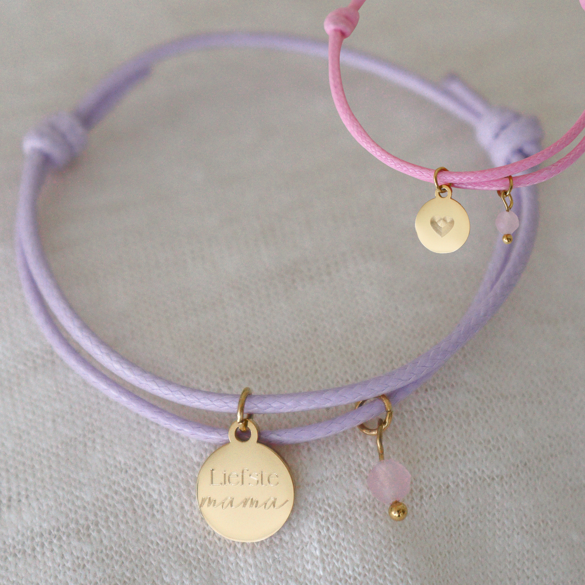 Armband Liebste Mama – Farbe wählen – Gold