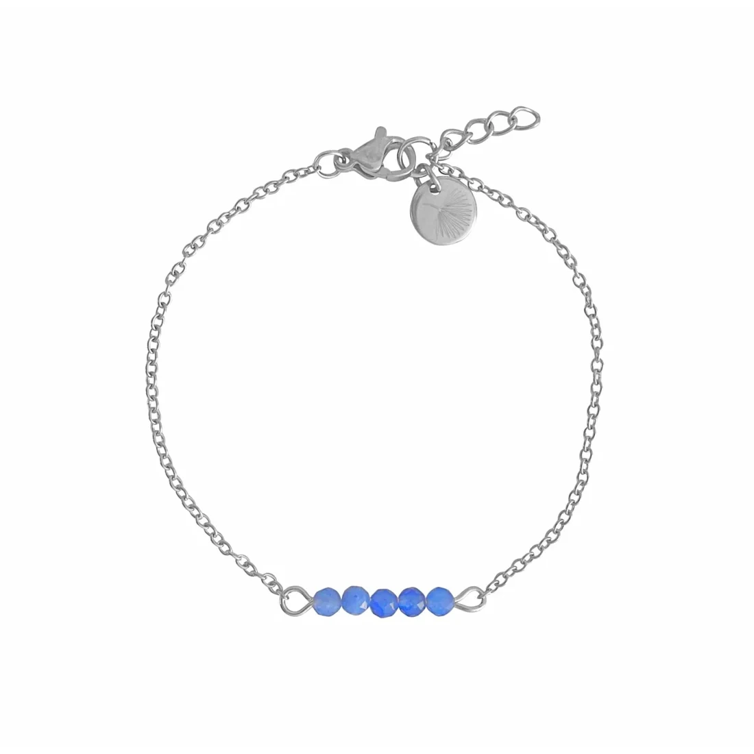 Armband Blauer Aventurin & Palmblatt – Silber