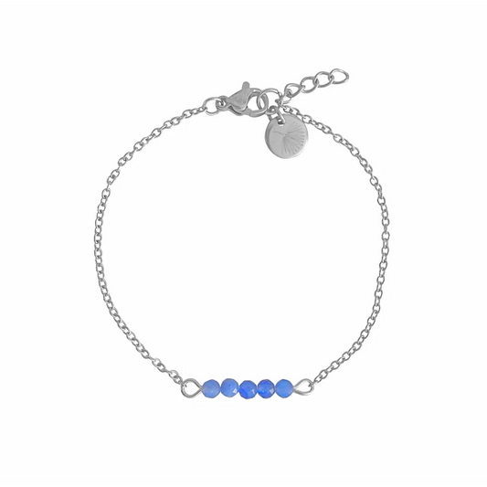 Armband Blauer Aventurin & Palmblatt – Silber