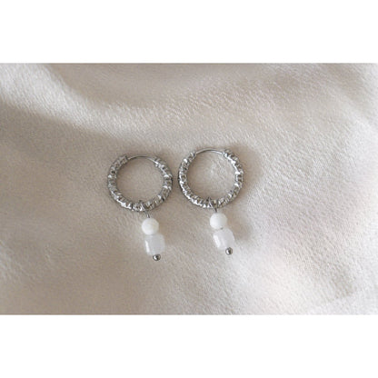 Chalcedon- und Mondsteinohrringe - Silber