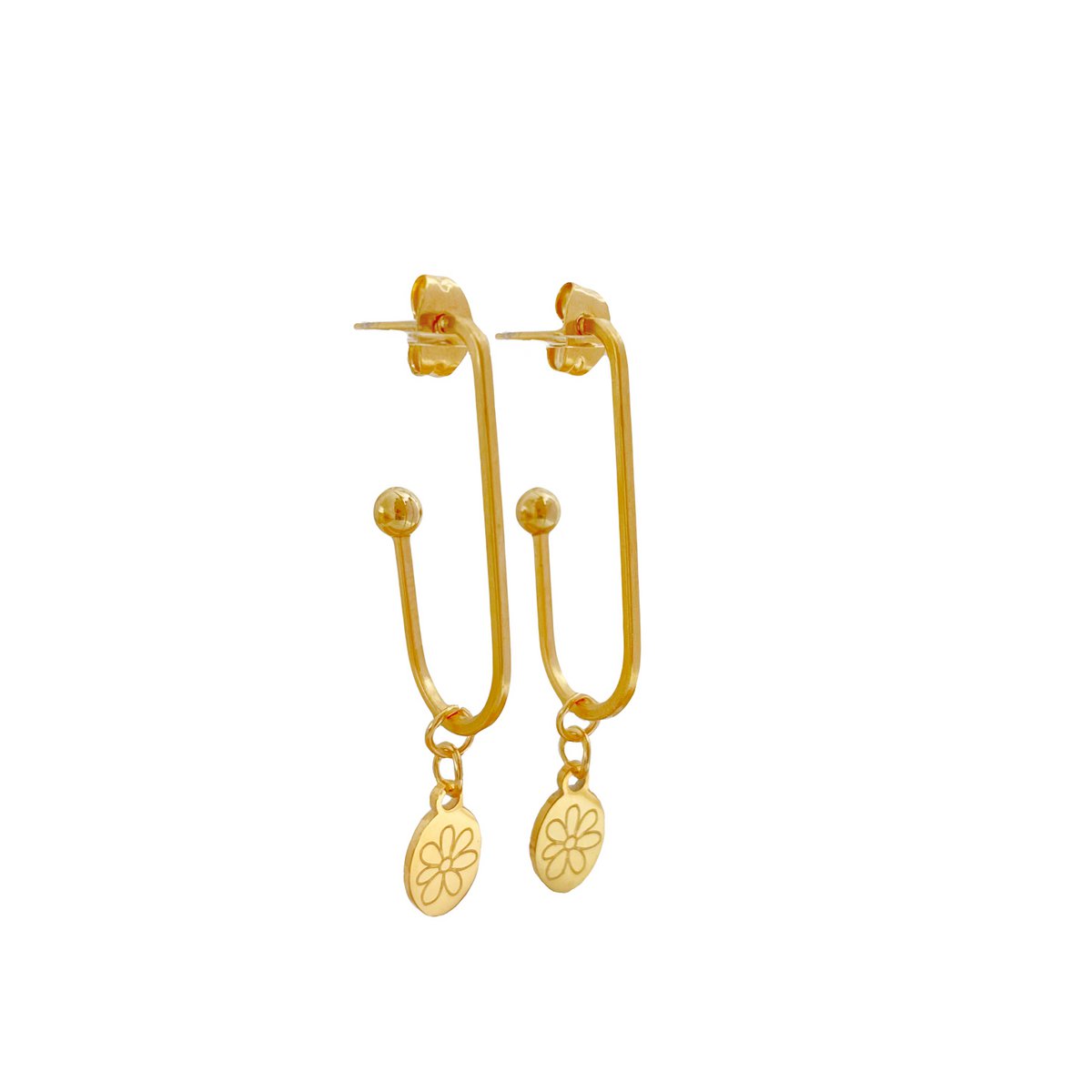 Lange Blumenohrringe – Gold
