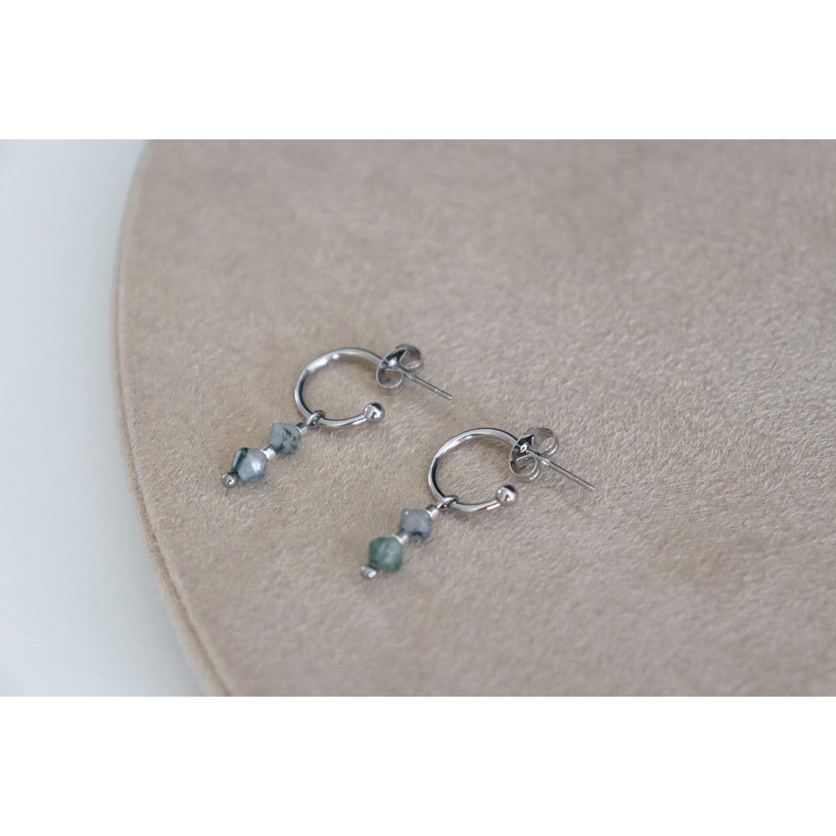 Moosachat Ohrringe – Silber