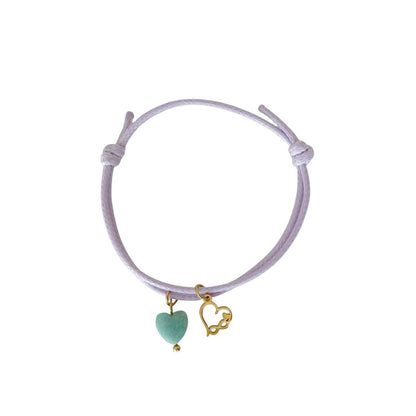 Wachskordel-Armband Amazonit & Unendlichkeitsherz – Gold