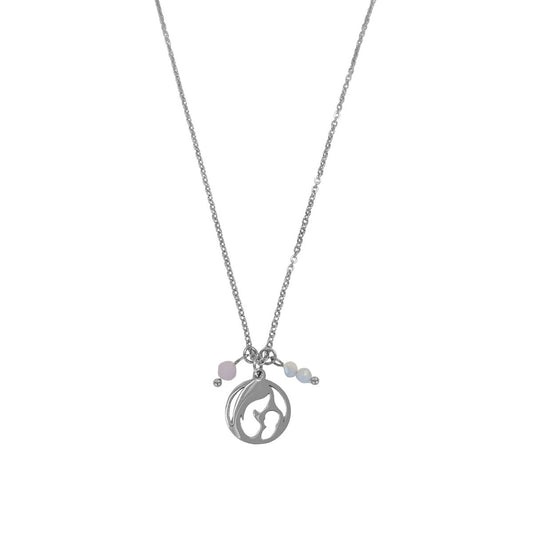 Mutter & Baby Mondstein-Rosenquarz-Halskette – Silber
